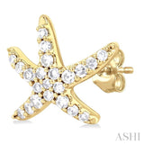 1/5 Ctw Petite Starfish Round Cut Diamond Fashion Stud Earrings in 10K Yellow Gold