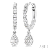 1/3 Ctw Petite Pear Shape Fusion Diamond Fashion Huggies in 10K White Gold