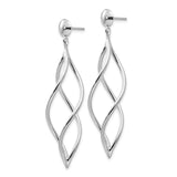 14k White Gold Swirl Dangle Earrings