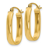 14k Polished 3.5mm Oval Hoop Earrings