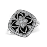 14KT Gold Ladies Onyx & Diamond Fashion Ring