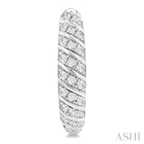 1/2 Ctw Ribbed Swirl Round Cut Diamond Fashion Hoop Earring in 14K White Gold