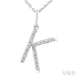 1/20 Ctw Initial 'K' Round Cut Diamond Fashion Pendant With Chain in Sterling Silver