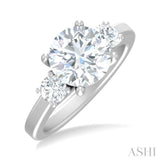 1/2 Ctw Tri-Mount Past, Present and Future Round Cut Diamond Semi Mount Engagement Ring in 14K White Gold