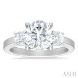 1/2 Ctw Tri-Mount Past, Present and Future Round Cut Diamond Semi Mount Engagement Ring in 14K White Gold