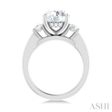 1/2 Ctw Tri-Mount Past, Present and Future Round Cut Diamond Semi Mount Engagement Ring in 14K White Gold