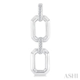 1/10 Ctw Bold Open Window Octagonal Shape D-Link Round Cut Diamond Fashion Earrings in Sterling Silver