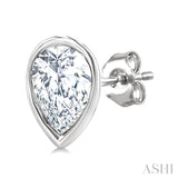 1/5 Ctw Petite Bezel Set Pear Cut Diamond Fashion Stud Earrings in 10K White Gold
