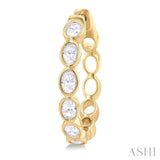 1 1/10Ctw Bezel Set Oval Cut Diamond Fashion Hoop Earring in 14K Yellow Gold