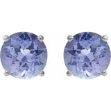 Sterling Silver 7 mm Natural Tanzanite Earrings
