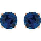 14K Rose Gold 7 mm Lab-Grown Blue Sapphire Earrings