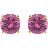 14K Yellow Gold 7 mm Lab-Grown Pink Sapphire Earrings