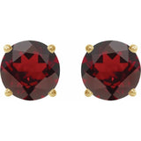 14K Yellow Gold 8 mm Natural Mozambique Garnet Earrings