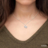 1/6 Ctw Petite Slanted Crab Round Cut Diamond Fashion Pendant With Chain in 10K White Gold