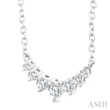 1/8 Ctw Graduated Petite Diamond Smile Necklace in 14K White Gold