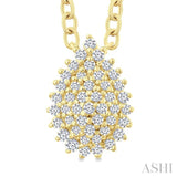 1/6 Ctw Petite Pear Shape Round Cut Diamond Cluster Fashion Pendant With Chain in 10K Yellow Gold