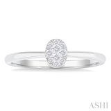 1/10 Ctw Lovebright Petite Oval Shape Round Cut Diamond Fashion Ring in 10K White Gold