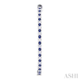 1.6 MM Round Cut Sapphire and 1 Ctw Round Cut Diamond Precious Inside-Out Alternating Hoop Earrings in 14K White Gold