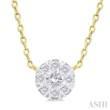 1/10 Ctw Lovebright Petite Round Shape Round Cut Diamond Fashion Pendant With Chain in 10K Yellow Gold