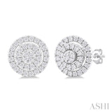 1/5 Ctw Double Halo Round Shape Petite Round Cut Diamond Fashion Stud Earrings in 10K White Gold