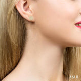 1/5 Ctw Double Halo Round Shape Petite Round Cut Diamond Fashion Stud Earrings in 10K Yellow Gold