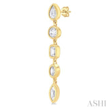 1 Ctw Bezel Set Mixed Diamond Cut Fashion Earring in 14K Yellow Gold