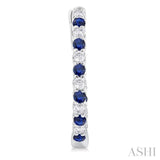 1.8MM Sapphire and 1/2 ctw Round Cut Inside-Out Diamond Precious Hoop Earrings in 14K White Gold