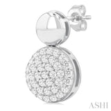 1/3 Ctw Circular Mount Pave Set Round Cut Diamond Fashion Earrings in 10K White Gold