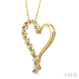 1/4 Ctw Round Cut Diamond Half Journey Heart Pendant in 14K Yellow Gold with Chain