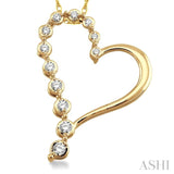 1/10 Ctw Round Cut Diamond Half Journey Heart Pendant in 14K Yellow Gold with Chain