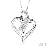 1/6 Ctw Round Cut Diamond Heart Pendant in 10K White Gold with Chain