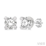 1/20 Ctw Round Cut Diamond Stud Earrings in 14K White Gold