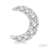 1/10 Ctw Star & Crescent Mix Round Cut Diamond Petite Fashion Earrings in 10K White Gold