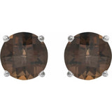 14K White Gold 7 mm Natural Smoky Quartz Earrings