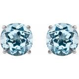 14K White 8 mm Natural Sky Blue Topaz Earrings