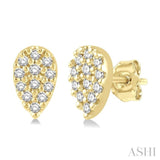 1/10 Ctw Pear Shape Round Cut Diamond Petite Earrings in 10K Yellow Gold