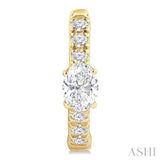 3/8 Ctw Oval Shape and Round Cut Diamond Fashion Huggie Petite Earrings in 14K Yellow Gold