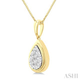 1/4 Ctw Lovebright Pear Shape Round Cut Diamond Fashion Pendant With Chain in 14K Yellow and White Gold