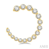 3/4 Ctw Graduated Round Cut Diamond Open Hoop Earrings in 14K Yellow Gold