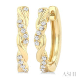 1/3 Ctw Round Cut Diamond Twisted Fashion Hoop Earrings in 14K Yellow Gold