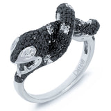 1.30ct 14k White Gold Black & White Diamond Snake Ring