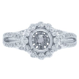 0.52ct 14k White Gold Diamond Semi-mount Ring