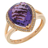 0.11ct Diamond & 4.44ct Amethyst 14k Rose Gold Ring