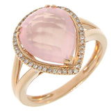 0.11ct Diamond & 4.73ct Rose Quartz 14k Rose Gold Ring