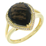 0.11ct Diamond & 4.63ct Smokey Quartz 14k Yellow Gold Ring