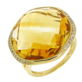 0.11ct Diamond & 19.56ct Citrine 14k Yellow Gold Ring