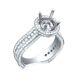 1.60ct 18k White Gold Diamond Semi-mount Ring for 1.00ct Center Size 6