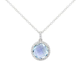 0.10ct Diamond & 2.25ct Blue Topaz 14k White Gold Pendant