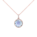 0.10ct Diamond & 2.25ct Blue Topaz 14k Rose Gold Pendant