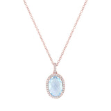 0.11ct Diamond & 2.40ct Blue Topaz 14k Rose Gold Pendant